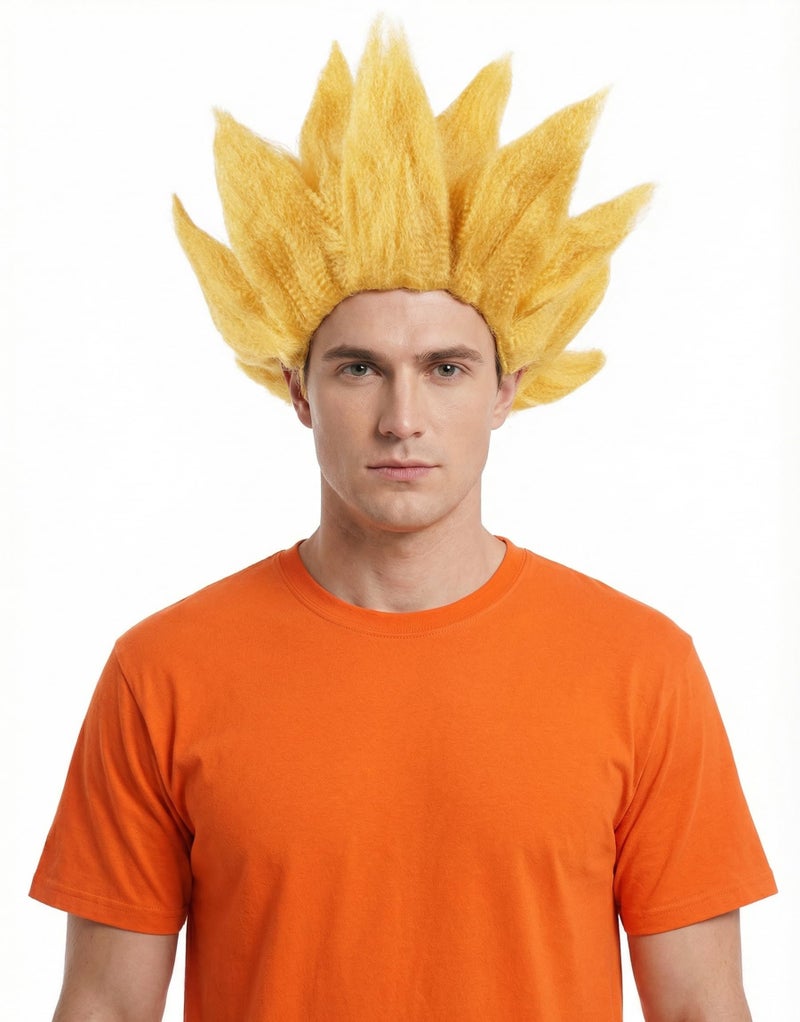 Miccostumes باروكه ميككوستومز للرجال بأسلوب الأنمي مصنوعة من شعر صناعي بحجم واحد (ذهبي) - Image 1